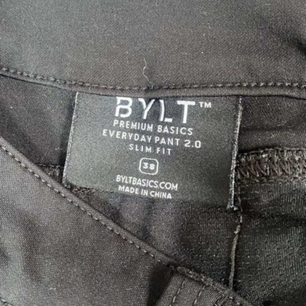 BYLT Everyday Pant 2.0 Pants Mens 38x30 Black Slim Chino Tapered Casual Stretch - Picture 6 of 12